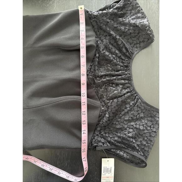 Maggy‎ London Black Dress Fit and Flare with Lace and Cap Sleeves- Size 10 NWT - Picture 6 of 6